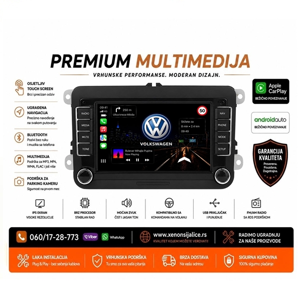 VW MULTIMEDIJA NAVIGACIJA TOUCH SCREEN 7 INCA ANDROID,CAR PLAY