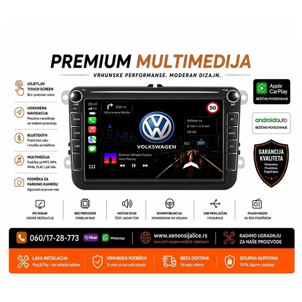 VW MULTIMEDIJA NAVIGACIJA TOUCH SCREEN 8 INCA ANDROID,CAR PLAY