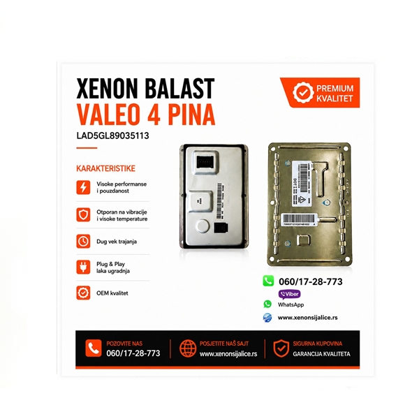 XENON BALAST VALEO 4 PINA LAD5GL89035113