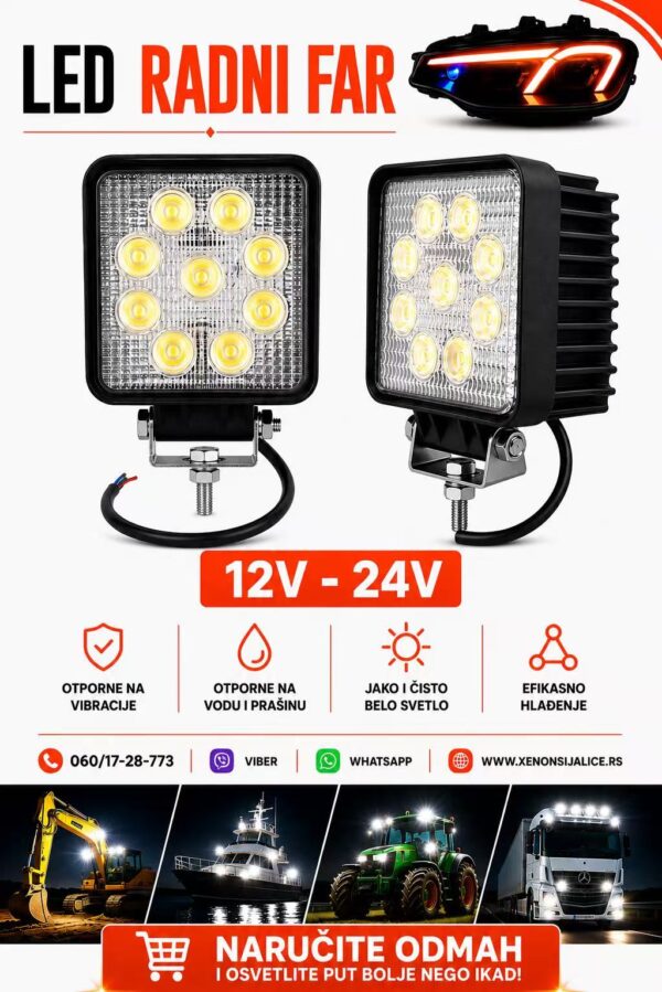LED FAR 10CM X 10CM 27W RADNI FAR WORKING LIGHT RADNO SVETLO