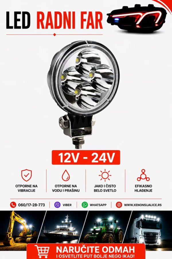 LED FAR 8CM 12W RADNI FAR WORKING LIGHT RADNO SVETLO