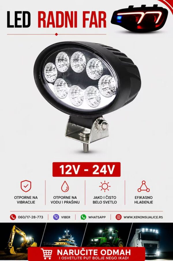 LED FAR 14CM X 9CM 24W RADNI FAR WORKING LIGHT RADNO SVETLO