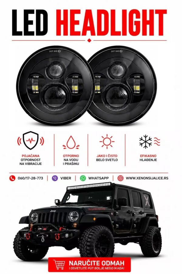 LED FAROVI UNIVERZALNI 7 INCA 18CM 2 X 60W