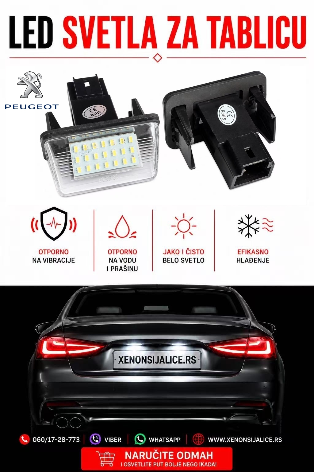 PEUGEOT LED SVETLA ZA TABLICU MODEL 2 LAMPA MODUL ZA TABLICU