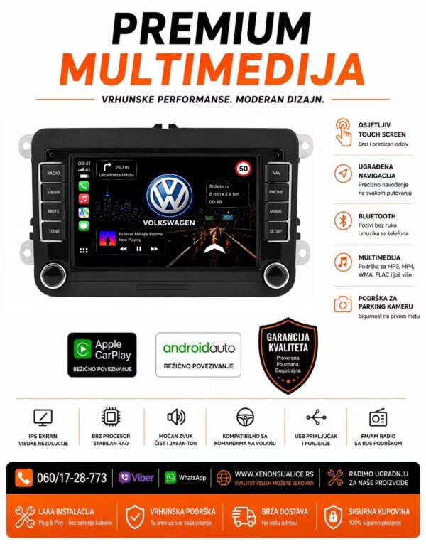 VW MULTIMEDIJA NAVIGACIJA TOUCH SCREEN 7 INCA ANDROID,CAR PLAY