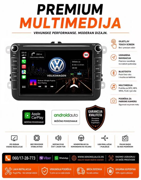 VW MULTIMEDIJA NAVIGACIJA TOUCH SCREEN 8 INCA ANDROID,CAR PLAY