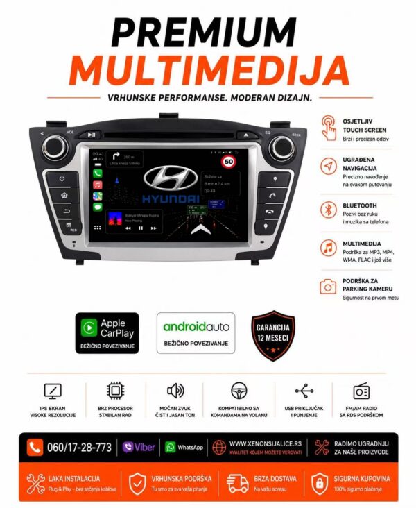 HYUNDAI TUCSON,IX35 MULTIMEDIJA ANDROID,CAR PLAY NAVIGACIJA TOUCH SCREEN 7 INCA