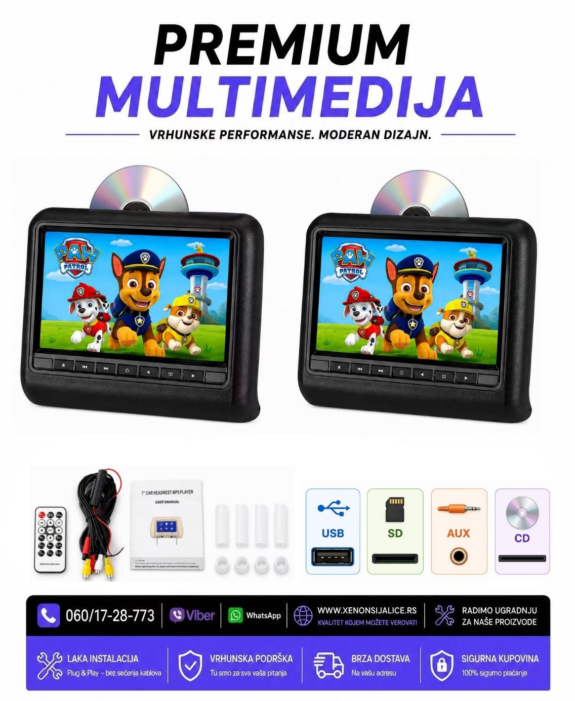 MONITORI ZA DECU U NASLONU ZA GLAVU 9 INCA MULTIMEDIJA ZA DECU