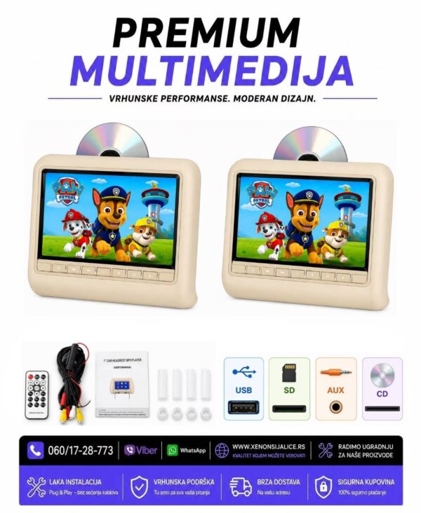MONITORI ZA DECU U NASLONU ZA GLAVU 9 INCA MULTIMEDIJA ZA DECU