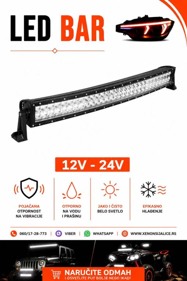 LED BAR KRIVI 32“ 80CM 180W RADNI FAR WORKING LIGHT RADNO SVETLO
