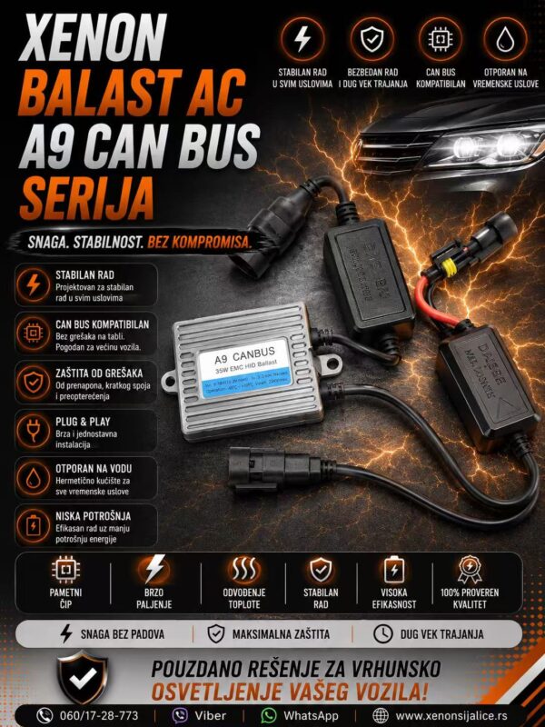 XENON BALAST A9 AC CAN BUS TEHNOLOGIJA SKYLINE UNIVERZALNI