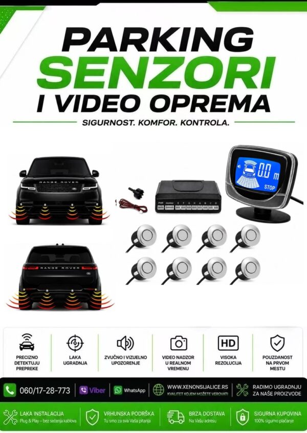 SIVI PARKING SENZORI SA DISPLEJOM SET 8 SENZORA ZA NAPRED I POZADI