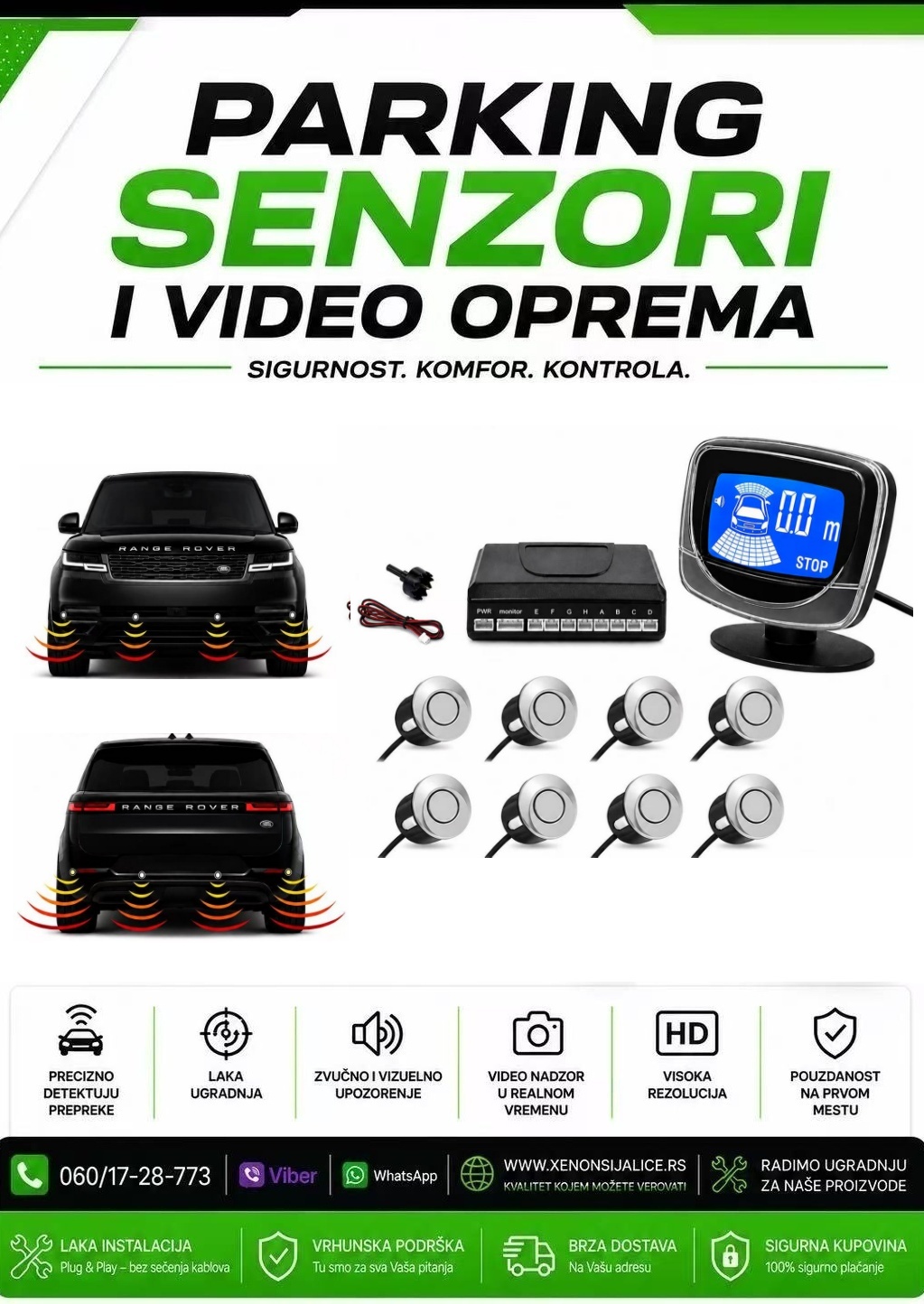 SIVI PARKING SENZORI SA DISPLEJOM SET 8 SENZORA ZA NAPRED I POZADI