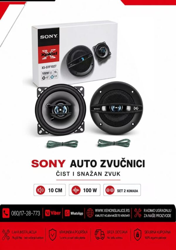 AUTO ZVUCNICI SONY 10CM 100W SET 2 KOMADA