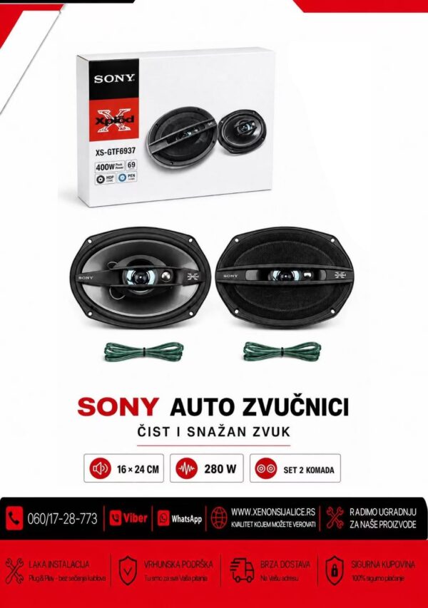 AUTO ZVUCNICI SONY 16CM X 24CM 280W SET 2 KOMADA