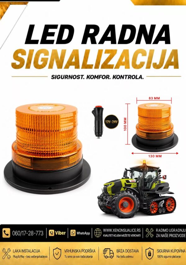 LED ROTACIJA NA MAGNET/SRAFLJENJE 100mm X 83mm ZUTA 12v/24v