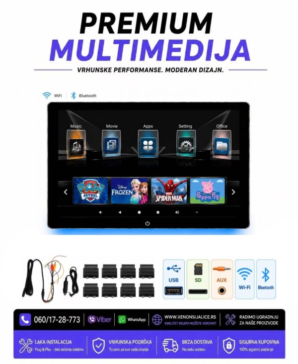 MONITORI ZA DECU U NASLONU ZA GLAVU 10 INCA ANDROID MULTIMEDIJA ZA DECU