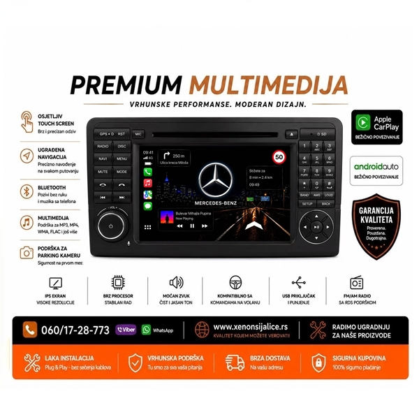 MERCEDES ML/GL MULTIMEDIJA ANDROID,CAR PLAY NAVIGACIJA TOUCH SCREEN 7 INCA