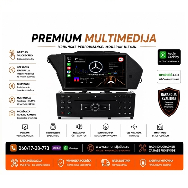 MERCEDES GLK MULTIMEDIJA ANDROID,CAR PLAY NAVIGACIJA TOUCH SCREEN 7 INCA