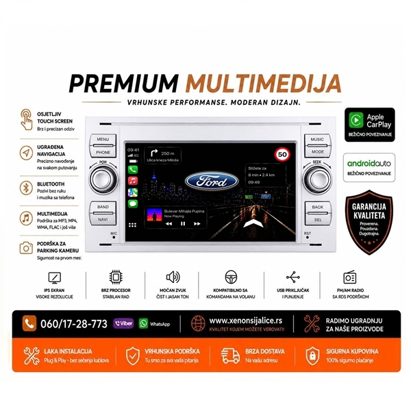 FORD MULTIMEDIJA ANDROID,CAR PLAY NAVIGACIJA TOUCH SCREEN 7 INCA