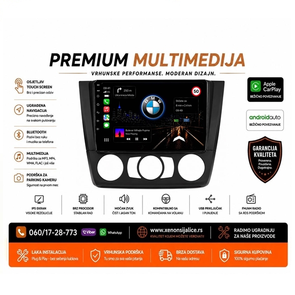 BMW 1 MANUELNA KLIMA ANDROID,CAR PLAY MULTIMEDIJA NAVIGACIJA TOUCH SCREEN 10 INCA