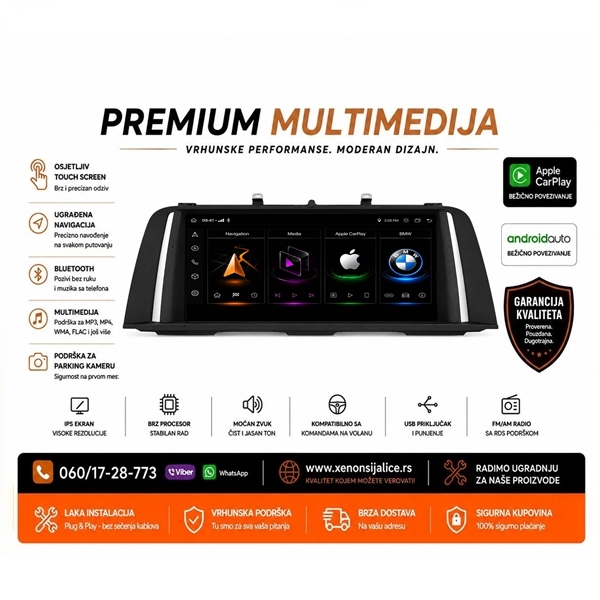 BMW 5 F10 ANDROID,CAR PLAY MULTIMEDIJA NAVIGACIJA TOUCH SCREEN 10 INCA