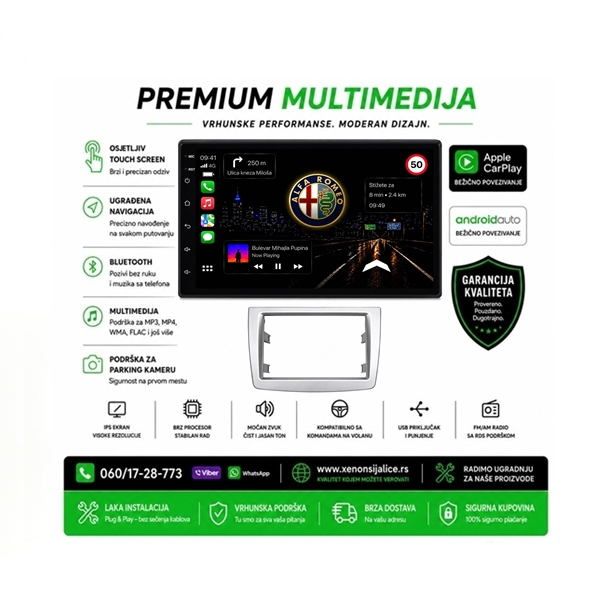ALFA ROMEO MITO MULTIMEDIJA ANDROID,CAR PLAY NAVIGACIJA TOUCH SCREEN 7 INCA