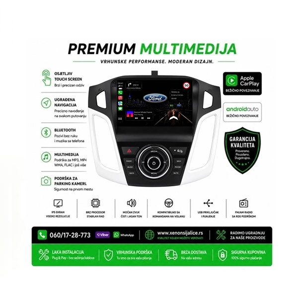 FORD FOCUS NOVI TIP MULTIMEDIJA ANDROID,CAR PLAY NAVIGACIJA TOUCH SCREEN 10 INCA