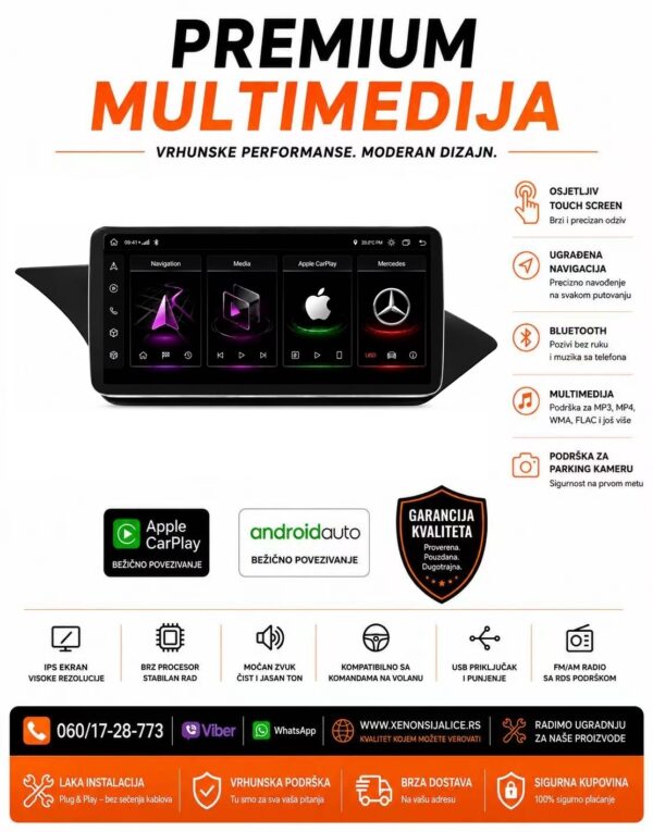 MERCEDES E KLASA W212 MULTIMEDIJA ANDROID,CAR PLAY NAVIGACIJA TOUCH SCREEN 10 INCA