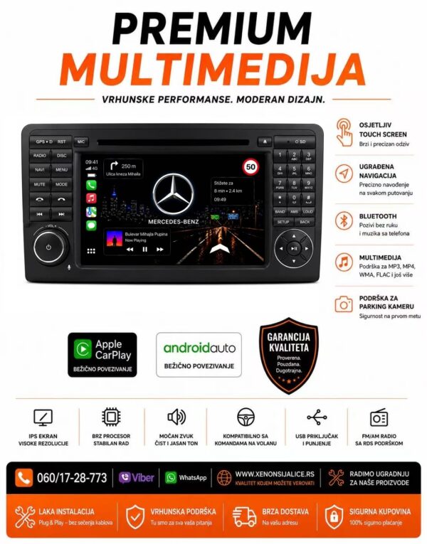 MERCEDES R KLASA MULTIMEDIJA ANDROID,CAR PLAY NAVIGACIJA TOUCH SCREEN 7 INCA