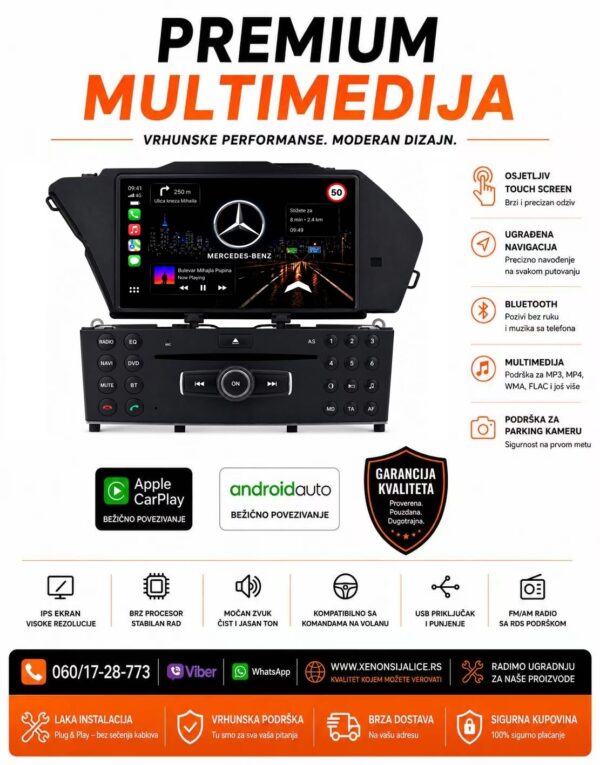 MERCEDES GLK MULTIMEDIJA ANDROID,CAR PLAY NAVIGACIJA TOUCH SCREEN 7 INCA