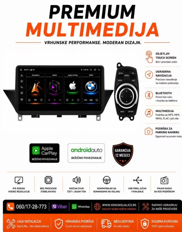 BMW X1 ANDROID,CAR PLAY MULTIMEDIJA NAVIGACIJA TOUCH SCREEN 10 INCA