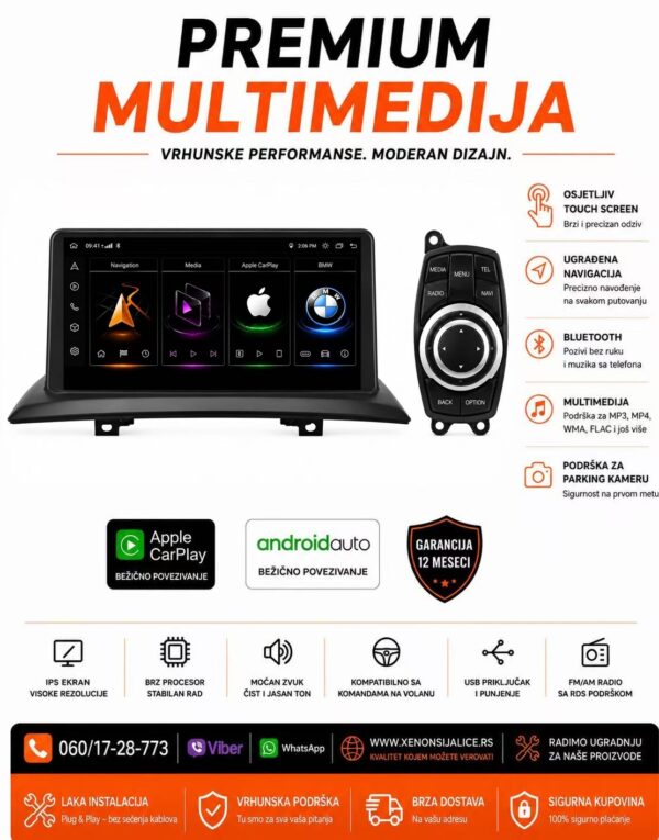BMW X3 ANDROID,CAR PLAY MULTIMEDIJA NAVIGACIJA TOUCH SCREEN 10 INCA