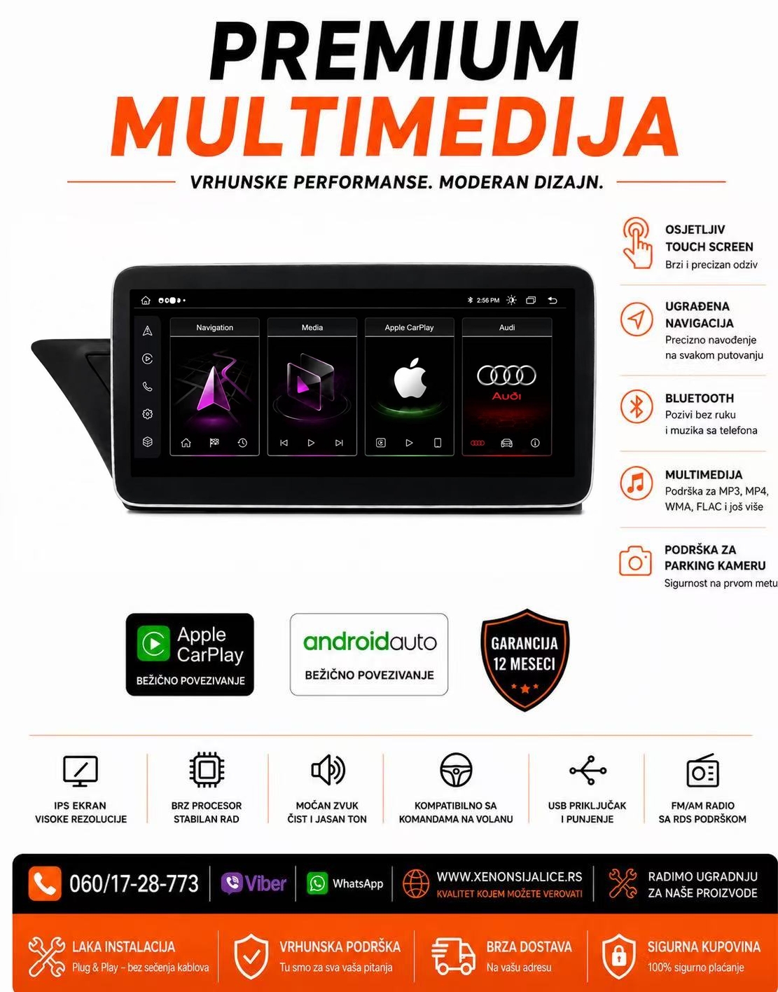 AUDI A4,A5 ANDROID,CAR PLAY MULTIMEDIJA NAVIGACIJA TOUCH SCREEN 10 INCA
