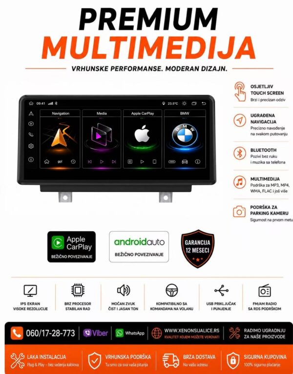 BMW 3 F30 ANDROID,CAR PLAY MULTIMEDIJA NAVIGACIJA TOUCH SCREEN 10 INCA