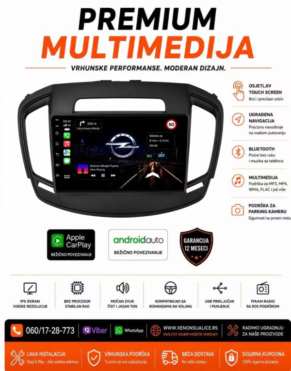 OPEL INSIGNIJA NOVI TIP MULTIMEDIJA ANDROID,CAR PLAY NAVIGACIJA TOUCH SCREEN 10 INCA