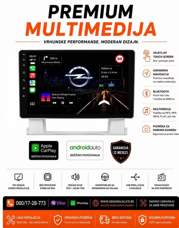 OPEL ASTRA J MULTIMEDIJA ANDROID,CAR PLAY NAVIGACIJA TOUCH SCREEN 10 INCA