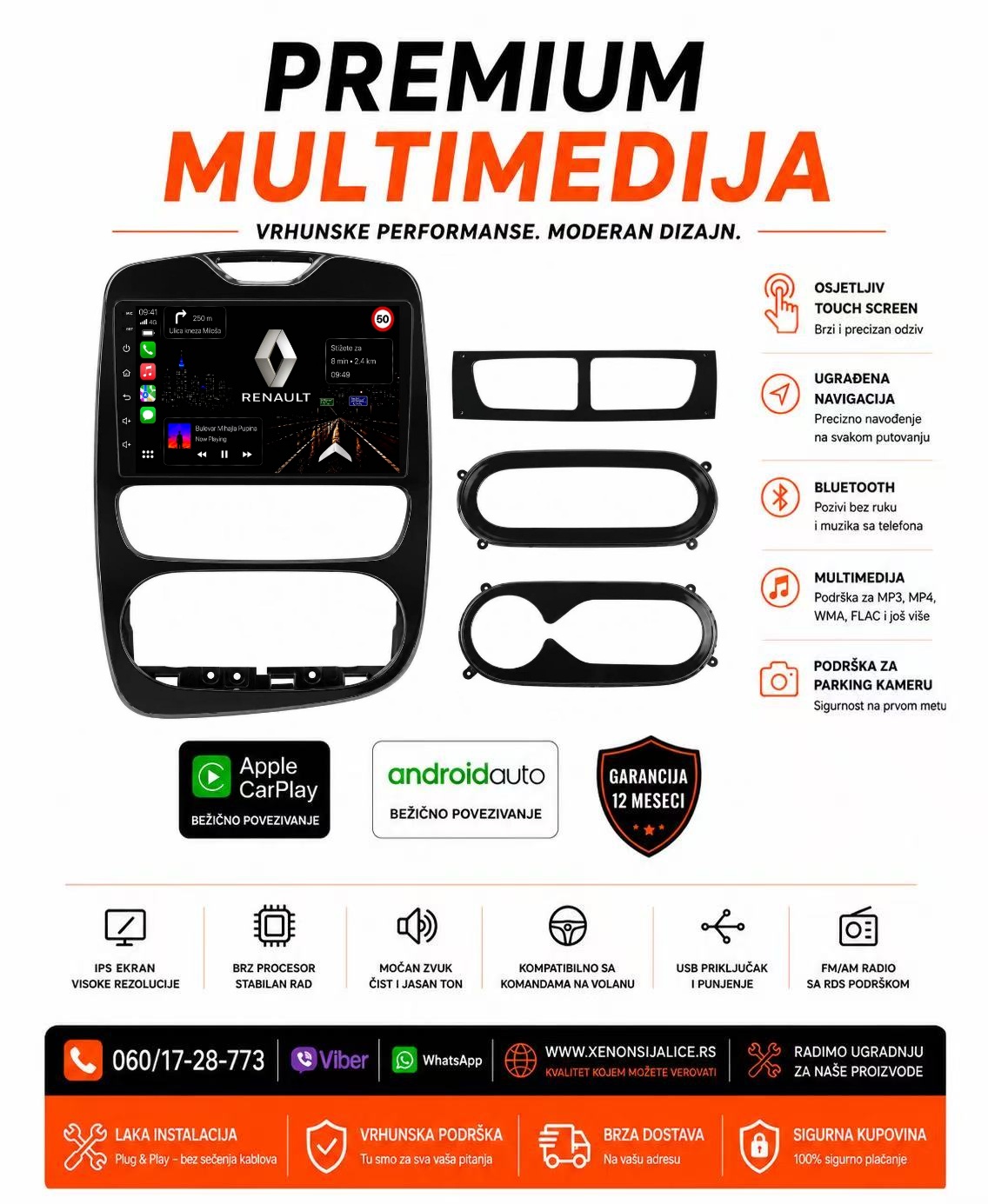 RENAULT CLIO MULTIMEDIJA ANDROID,CAR PLAY NAVIGACIJA TOUCH SCREEN 10 INCA