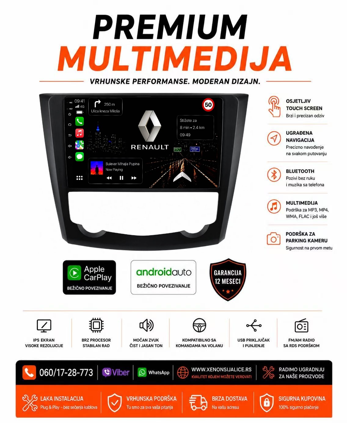 RENAULT KADJAR MULTIMEDIJA ANDROID,CAR PLAY NAVIGACIJA TOUCH SCREEN 10 INCA