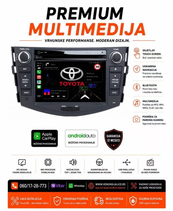 TOYOTA RAV 4 MULTIMEDIJA ANDROID,CAR PLAY NAVIGACIJA TOUCH SCREEN 10 INCA