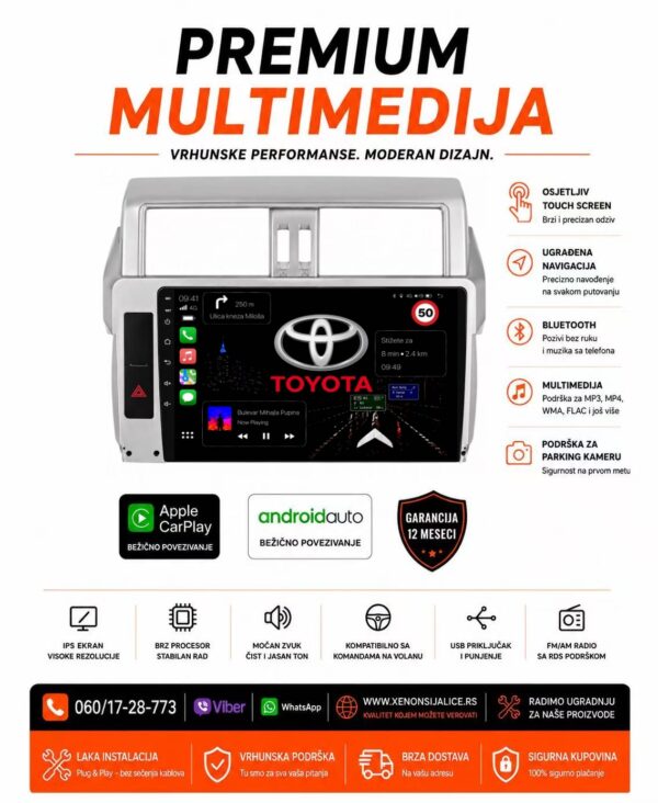 TOYOTA LAND CRUISER NOVI TIP MULTIMEDIJA ANDROID,CAR PLAY NAVIGACIJA TOUCH SCREEN 10 INCA