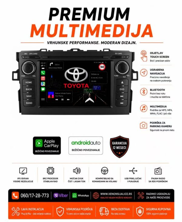 TOYOTA AURIS MULTIMEDIJA ANDROID,CAR PLAY NAVIGACIJA TOUCH SCREEN 7 INCA