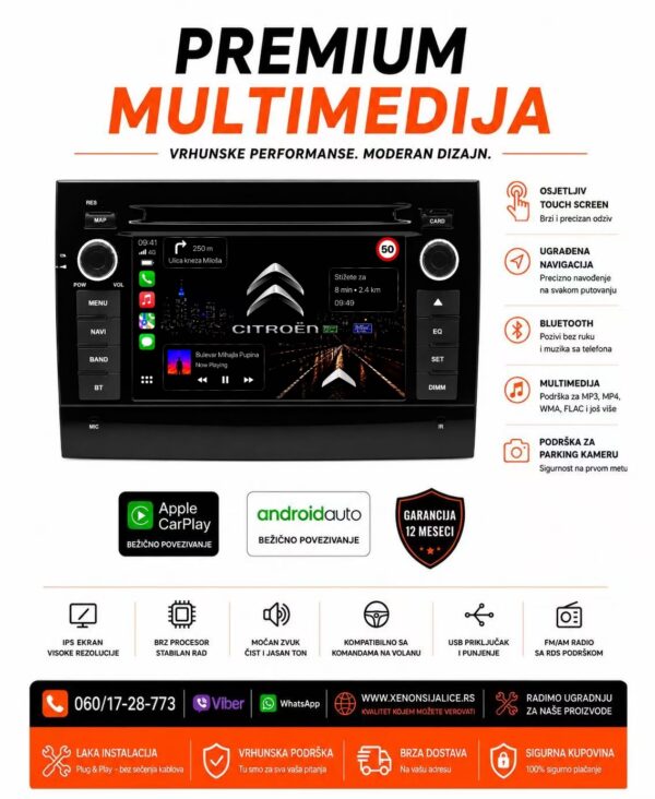 CITROEN JUMPER MULTIMEDIJA ANDROID,CAR PLAY NAVIGACIJA TOUCH SCREEN 7 INCA