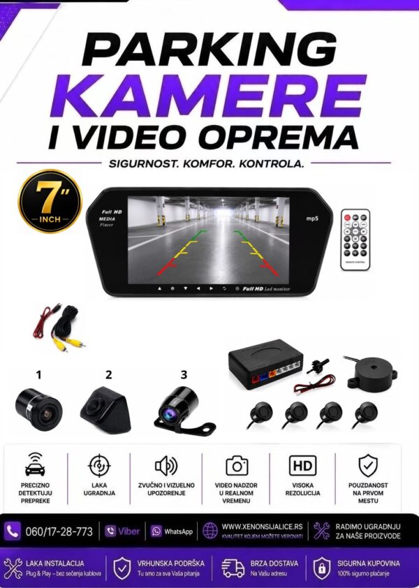 PARKING KAMERA,MONITOR I PARKING SENZORI SET 7 INCA MODEL 1