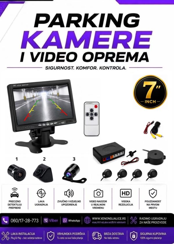 PARKING KAMERA,MONITOR I PARKING SENZORI SET 7 INCA MODEL 2