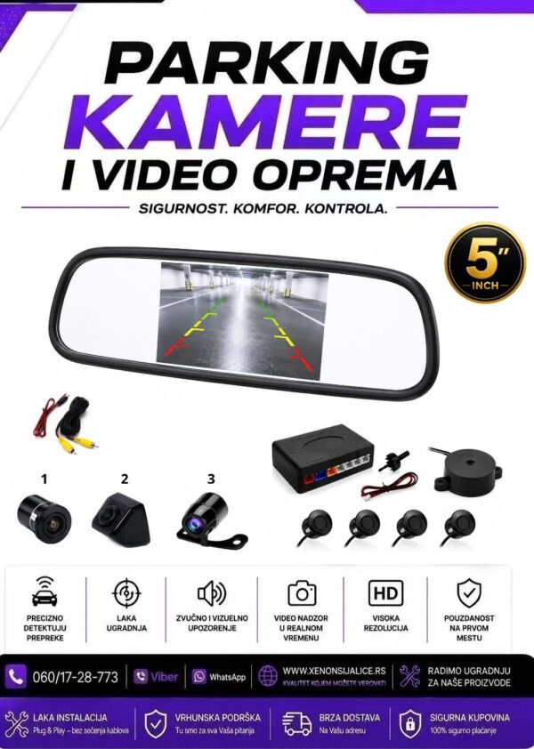 PARKING KAMERA,MONITOR I PARKING SENZORI SET 5 INCA MODEL 1