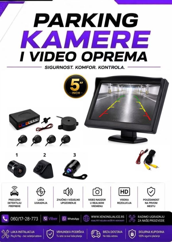 PARKING KAMERA,MONITOR I PARKING SENZORI SET 5 INCA MODEL 2