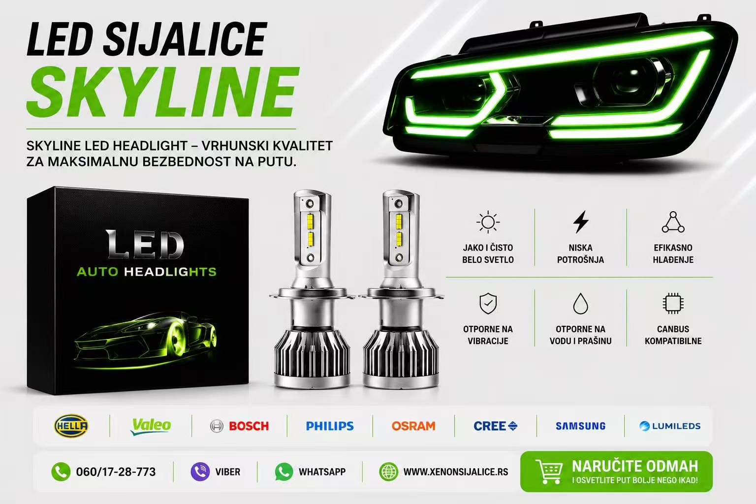 H4 BI LED LED SIJALICE SKYLINE 8000 LUMENA CAN BUS 12V-24V