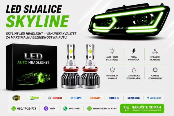 H8 LED SIJALICE SKYLINE 8000 LUMENA CAN BUS 12V-24V