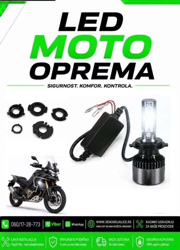 LED SIJALICA ZA MOTORE UNIVERZALNI SET 2000 LUMENA 20W BI LED DUGO I KRATKO SVETLO